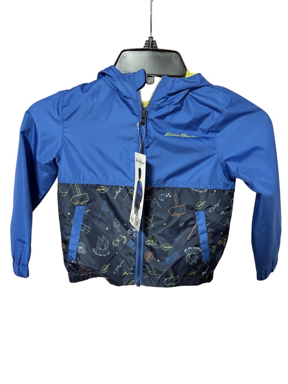 NWT 3T Eddie Bauer Toddler Rain Jacket Nautical Blue Water Repellent